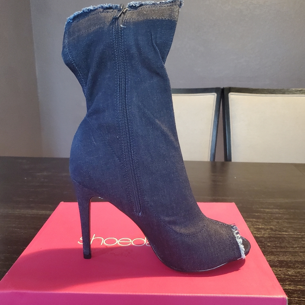 Dark denim booties